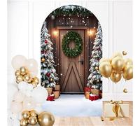 Odot Cubierta de Telón de Fondo de Arco de Boda, Cubierta de Redonda de Arco, Telón de Fondo Redonda Decor para Estudio Fotográfico, Fiesta de Cumpleaños (Estilos navideños 3,7.2FT(120 * 220cm))