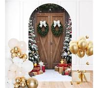 Odot Cubierta de Telón de Fondo de Arco de Boda, Cubierta de Redonda de Arco, Telón de Fondo Redonda Decor para Estudio Fotográfico, Fiesta de Cumpleaños (Estilos navideños 6,7.2FT(120 * 220cm))