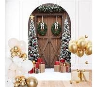 Odot Cubierta de Telón de Fondo de Arco de Boda, Cubierta de Redonda de Arco, Telón de Fondo Redonda Decor para Estudio Fotográfico, Fiesta de Cumpleaños (Estilos navideños 5,5FT(65 * 150cm))