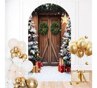 Odot Cubierta de Telón de Fondo de Arco de Boda, Cubierta de Redonda de Arco, Telón de Fondo Redonda Decor para Estudio Fotográfico, Fiesta de Cumpleaños (Estilos navideños 8,6.6FT(100 * 200cm))