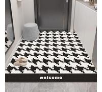 Odot Felpudo Entrada Casa, Alfombrilla de Lufa de PVC, Impresión Negra Francesa Felpudo Exterior Suciedad, Alfombra Antideslizante Lavable, Alfombra Entrada para Pasillo (Pata de Gallo 2,60x90cm)