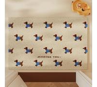 Odot Felpudo Entrada Casa, Felpudo Exterior Suciedad, Alfombrilla de Lufa de PVC, Patrón de Perro Salchicha Alfombra Antideslizante Lavable, Alfombra Entrada para Pasillo, Balcón (Beige 3,80x100cm)