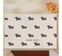 Odot Felpudo Entrada Casa, Felpudo Exterior Suciedad, Alfombrilla de Lufa de PVC, Patrón de Perro Salchicha Alfombra Antideslizante Lavable, Alfombra Entrada para Pasillo, Balcón (Beige1,60x90cm)