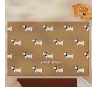 Odot Felpudo Entrada Casa, Felpudo Exterior Suciedad, Alfombrilla de Lufa de PVC, Patrón de Perro Salchicha Alfombra Antideslizante Lavable, Alfombra Entrada para Pasillo, Balcón (Caqui 1,80x120cm)