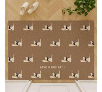 Odot Felpudo Entrada Casa, Felpudo Exterior Suciedad, Alfombrilla de Lufa de PVC, Patrón de Perro Salchicha Alfombra Antideslizante Lavable, Alfombra Entrada para Pasillo, Balcón (Caqui 3,80x100cm)