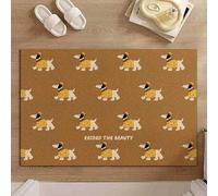 Odot Felpudo Entrada Casa, Felpudo Exterior Suciedad, Alfombrilla de Lufa de PVC, Patrón de Perro Salchicha Alfombra Antideslizante Lavable, Alfombra Entrada para Pasillo, Balcón (Caqui 6,40x60cm)