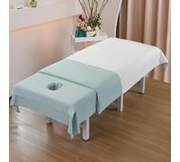 Odot Funda Camilla Masaje, Sábanas para Masaje en Salón de Belleza con Agujero, Suave Envoltura Completa Funda de Cama Protector Cubierta de Belleza para SPA, Salón de Belleza (Verde claro,120x200cm)