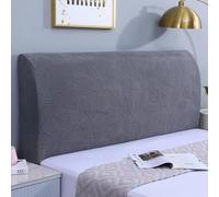 Odot Funda de Cabecero de Cama Elástica de Jacquard con Estampado de Hojas, Funda Protectora Antipolvo Lavable a Máquina, Diseño Minimalista para Cabeceros Planos y Micro-Arco (Gris Oscuro,220cm)