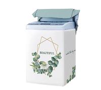 Odot Funda Lavadora de Carga Superior Funda, Lavadora Exterior Impermeable con Cremallera para Lavadora y Secadora de Carga Superior - Nórdico (Planta,L Capacidad 6.8-8kg)