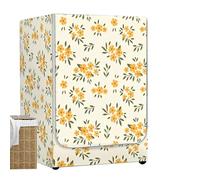 Odot Funda Lavadora Exterior Impermeable, Universal Cubierta para Lavadora y Secadora Carga Frontal, Funda de Protección Solar Antipolvo con Cremallera (Flor Amarilla,L-Capacidad 10,5-12kg)