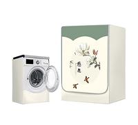 Odot Funda Lavadora Exterior Impermeable, Universal Cubierta para Lavadora y Secadora Carga Frontal, Funda de Protección Solar Antipolvo con Cremallera (L-Capacidad 10,5~12 kg,Estilo Chino)