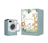 Odot Funda Lavadora Exterior Impermeable, Universal Cubierta para Lavadora y Secadora Carga Frontal, Funda de Protección Solar Antipolvo con Cremallera (M-Capacidad 8~10kg,Zoo)