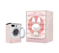 Odot Funda Lavadora Exterior Impermeable, Universal Cubierta para Lavadora y Secadora Carga Frontal, Funda de Protección Solar Antipolvo con Cremallera (Conejito Rosa,M-Capacidad 8~10kg)