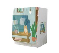 Odot Funda Lavadora Exterior Impermeable, Universal Cubierta para Lavadora y Secadora Carga Frontal, Funda de Protección Solar Antipolvo con Cremallera (Gato Amarillo,L-Capacidad 9-12kg)