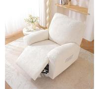 Odot Funda para Sillón Relax Reclinable Hojas Plantas Jacquard, Funda Elástica con Bolsillos Laterales, Protector para Butacas Relax, Funda Sofá Reclinable Antideslizante (Beige,1 Plaza)