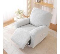 Odot Funda para Sillón Relax Reclinable Hojas Plantas Jacquard, Funda Elástica con Bolsillos Laterales, Protector para Butacas Relax, Funda Sofá Reclinable Antideslizante (Gris Claro,1 Plaza)