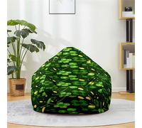 Odot Funda Puff Salon Sin Rellenos, Hierba de la Suerte Puff Gamer para Exteriores y Interiores Lavable Poliéster, Bean Bag Sala de Estar, Funda Sofá Perezoso Decoracion (Verde 4,M(80x90cm))