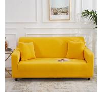 Odot Funda Sofa, Funda Sofa 4/3/2/1 Plazas Lavables,Colores Sólidos Modernos y Elegantes Fundas Sofas Ajustables, Universal para Familias Cubre Sofa, Fundas Sofa Elasticas (Amarillo,2 Plazas)