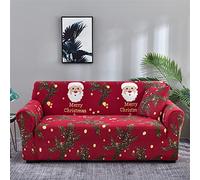 Odot Funda Sofa,Funda Sofa 4/3/2/1 Plazas Lavables,Elegante Tema Navideño Fundas Sofas Ajustables, Universal para Familias Cubre Sofa, Fundas Sofa Elasticas (4 Plazas,Papá Noel)