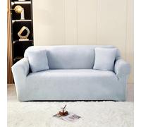 Odot Funda Sofa, Funda Sofa 4/3/2/1 Plazas Lavables,Terciopelo de Color Sólido Fundas Sofas Ajustables, Universal para Familias Cubre Sofa, Fundas Sofa Elasticas,Protector Sofa (4 Plazas,Azul Claro)