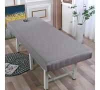 Odot Fundas Elásticas para Camillas de Masaje, Rayas Sábana Suave con Agujero, Funda Camilla Envoltura Completa, Cubierta de Belleza Lavable para SPA, Salón de Belleza (Gris,60x180cm)