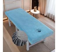 Odot Fundas para Camillas de Masaje, Terciopelo Sábana Suave con Agujero, Funda Camilla Envoltura Completa, Cubierta de Belleza Lavable para SPA, Salón de Belleza, Colores Sólidos (Azul,70x190cm)