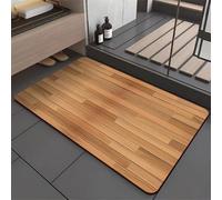 Odot Grano de Madera Simple Alfombra Baño Secado Rápido Alfombrilla de Baño Antideslizante de Piedra Diatomita Súper Absorbente Alfombra de Baño Felpudo Suaves y Delgadas (Marrón 3,40x60cm)