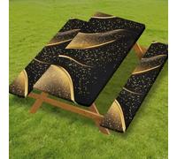 Odot Juego de 3 Piezas para Mesa de Picnic y Bancos, Antimanchas Mantel de Ajustado y Fundas de Asiento con Forro de Bordes Elásticos para Parque Picnic Patio (Mármol B-3,6FT-76x183cm (90 gsm))