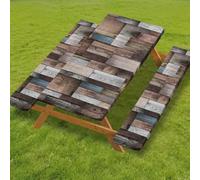 Odot Juego de 3 Piezas para Mesa de Picnic y Bancos, Antimanchas Mantel de Ajustado y Fundas de Asiento con Forro de Bordes Elásticos para Parque Picnic Patio (Tablero 6,6FT-76x183cm (90 gsm))
