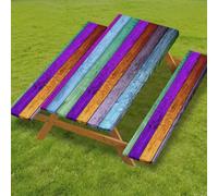 Odot Juego de 3 Piezas para Mesa de Picnic y Bancos, Antimanchas Mantel de Ajustado y Fundas de Asiento con Forro de Bordes Elásticos para Parque Picnic Patio (patrón G,6FT-76x183cm (160gsm))
