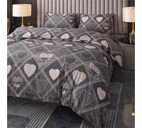 Odot Juego de Fundas Nordicas 3 Piezas, Impresión Amor Corazon Juego de Ropa de Cama 90/105/150 con Funda para Edredón y 2 Funda de Almohada 48x74cm (160x210cm,Rombo)