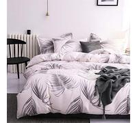 Odot Juego de Ropa de Cama 3 Piezas 100% Microfibra Mármol Negro de Lujo Moderno Imprimiendo Juego de Cama Funda Edredón Suave y Funda de Almohada 2 Piezas (150x200cm,Hoja de Palma Rosa Claro)