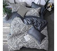 Odot Juego de Ropa de Cama 3 Piezas 100% Microfibra Mármol Negro de Lujo Moderno Imprimiendo Juego de Cama Funda Edredón Suave y Funda de Almohada 2 Piezas (220x240cm,Simple - Azul)
