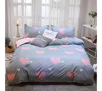 Odot Juego de Ropa de Cama Amor Impresión, 4 Piezas Funda de Edredón, Funda Almohada y Sábana Nórdico Estampado Microfibra Poliéster Suave Respirable Hipoalergénico (220×240cm,Gris Rosa)