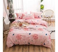 Odot Juego de Ropa de Cama de 4 Piezas, Nórdico Estampado Funda de Edredón, Funda Almohada y Sábana Microfibra Poliéster Tela Suave Respirable Hipoalergénico (180×220cm,Flor Rosa)