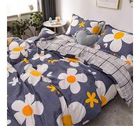 Odot Juego de Ropa de Cama de 4 Piezas, Nórdico Estampado Funda de Edredón, Funda Almohada y Sábana Microfibra Poliéster Tela Suave Respirable Hipoalergénico (220×240cm,Pétalos Azules)