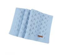 Odot Manta de Punto para Bebé Recién Nacido, Forma de la hoja Hollow, Suave Cálida Punto de Crochet Cobija Toalla de Cama Niños Swaddle para Bebé Cuna, Cochecito, Silla de Paseo (100*80cm,Azul claro)