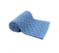 Odot Manta de Punto para Bebé Recién Nacido, Forma de la hoja Hollow, Suave Cálida Punto de Crochet Cobija Toalla de Cama Niños Swaddle para Bebé Cuna, Cochecito, Silla de Paseo (100*80cm,Azul oscuro)