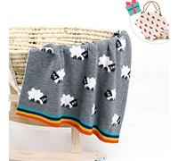 Odot Manta de Punto para Bebé Recién Nacido, Suave y Cálida Patrón de ovejas Punto de Crochet Cobija Toalla de Cama Niños Swaddle para Babe Cuna, Cochecito y Silla de Paseo (Gris,100 x 80 cm)