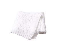 Odot Manta de Punto para Bebé Recién Nacido, Suave y Cálida Punto de Crochet Cobija Toalla de Cama Niños Swaddle para Bebe Cuna, Cochecito y Silla de Paseo (80x100cm,Blanco)