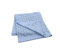 Odot Manta de Punto para Bebé Recién Nacido, Suave y Cálida Punto de Crochet Cobija Toalla de Cama Niños Swaddle para Bebe Cuna, Cochecito y Silla de Paseo (80x100cm,Azul)
