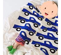 Odot Manta de Punto para Bebé Recién Nacido, Suave y Cálida Punto de Crochet Cobija Toalla de Cama Niños Swaddle para Bebe Cuna, Cochecito y Silla de Paseo (70cm x 100cm,Coche Azul)