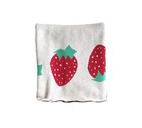 Odot Manta de Punto para Bebé Recién Nacido, Suave y Cálida Punto de Crochet Cobija Toalla de Cama Niños Swaddle para Bebe Cuna, Cochecito y Silla de Paseo (120x100cm,Fresa Blanca)