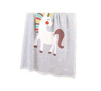 Odot Manta de Punto para Bebé Recién Nacido Unicornio, Algodón Suave y Cálida Punto de Crochet Cobija Toalla de Cama Niños Swaddle para Bebé Cuna, Cochecito y Silla de Paseo (100 * 80cm,Gris)