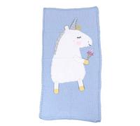 Odot Manta de Punto para Bebé Recién Nacido Unicornio, Suave Cálida Punto de Crochet Cobija Toalla de Cama Niños Swaddle para Bebé Cuna, Cochecito, Silla de Paseo (60 * 120cm,Azul nórdico)