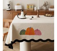 Odot Mantel Impermeable Antimanchas Algodón y Lino, Mantel Estilo Crema Decoración Resistente Al Desgaste Lavable Apto, Distintos Diseños y Tamaños a Elegir (Fiesta de Calabazas,80x120cm)