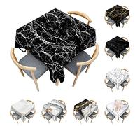 Odot Mantel Mesa Cuadrada Impermeable, Mantel Rectangular de Mármol Blanco y Negro 3D, Cubierta de Mesa Cuadrado Lavable, Tela de Tabla para Mesa de Centro/Cocina (Plata Negra,60x60cm)