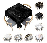 Odot Mantel Mesa Cuadrada Impermeable, Mantel Rectangular de Mármol Blanco y Negro 3D, Cubierta de Mesa Cuadrado Lavable, Tela de Tabla para Mesa de Centro/Cocina (Negro,120x120cm)