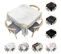 Odot Mantel Mesa Cuadrada Impermeable, Mantel Rectangular de Mármol Blanco y Negro 3D, Cubierta de Mesa Cuadrado Lavable, Tela de Tabla para Mesa de Centro/Cocina (Blanco,60x60cm)