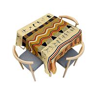 Odot Mantel Mesa Cuadrada Impermeable, Mantel Rectangular de Patrón de Arte Tribal 3D, Cubierta de Mesa Cuadrado Lavable, Tela de Tabla para Jardín, Mesa de Cocina (120x120cm,civilización agrícola)